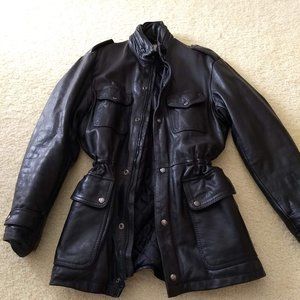 vintage 90s insulated cowhide peplum leather biker jacket